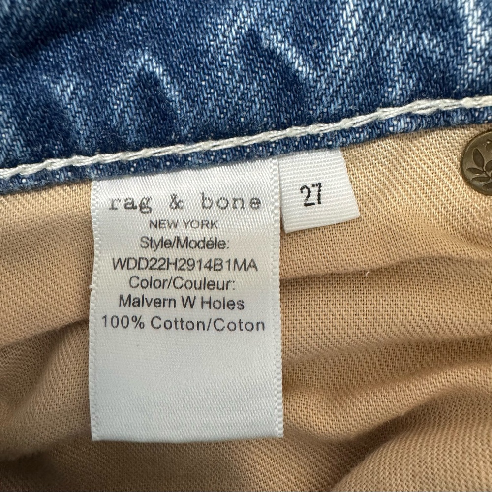 Rag & Bone Andi Distressed High Waist Wide Leg Ankle Jeans Malvern Size 27 - Picture 13 of 14